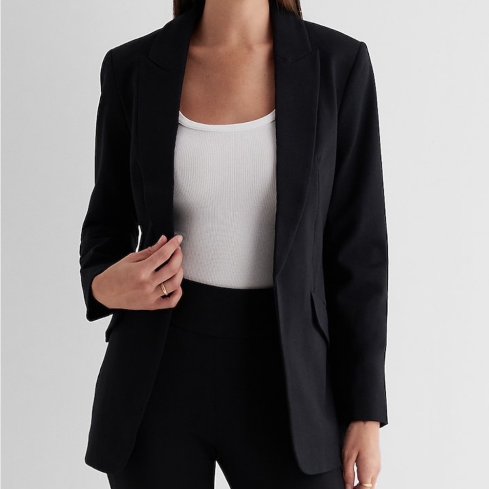 Express Columnist Open Front Boyfriend Blazer – Black – Size XS (NWT)